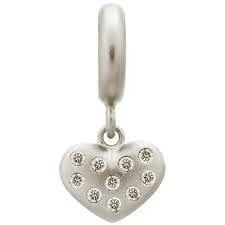 White Million Heart Drop Charm (Silver/White)