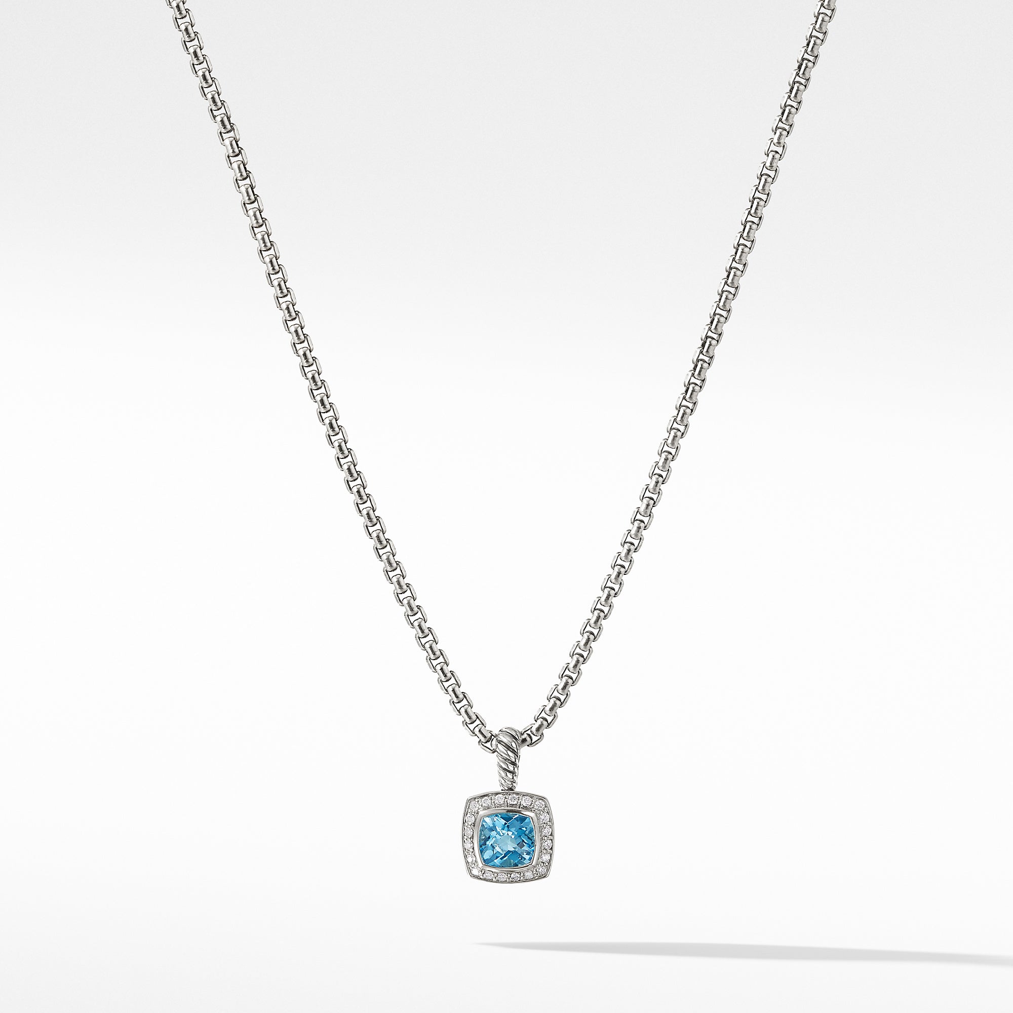 David Yurman Pendant Necklace with Blue Topaz and Diamonds - N07212DSSABTDI