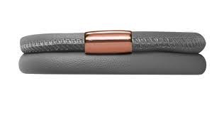 Grey Double Wrap Leather Bracelet (Rose-Gold/Grey)
