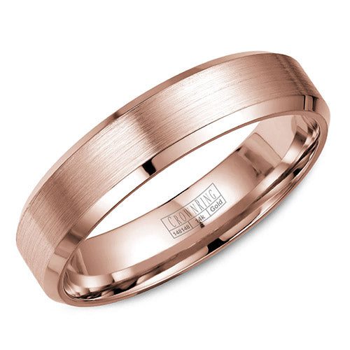 Crown Ring 14k Rose Gold Wedding Band - WB-7216R-M10