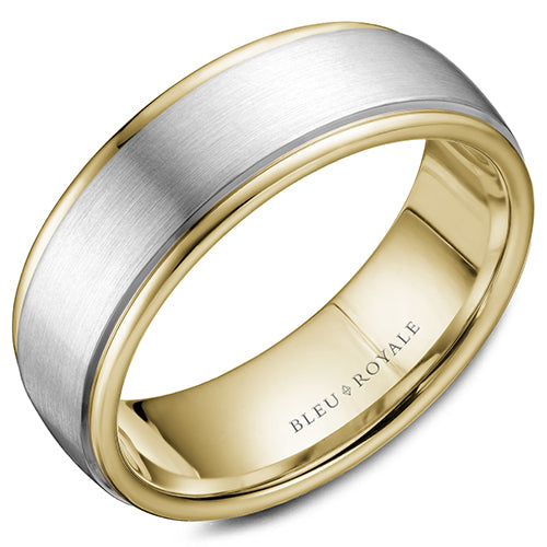 Bleu Royale 14k Two Tone Gold Men's Wedding Band - RYL-058WY75-M10