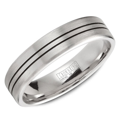 Crown Ring 14k White Gold Wedding Band - WB-9411-M10
