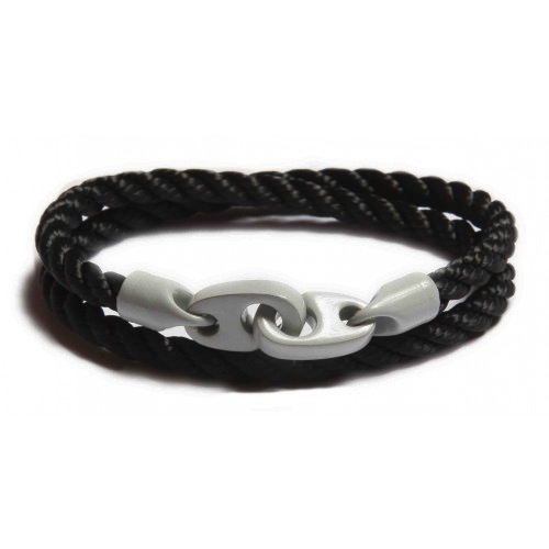The Signal Double Wrap Rope Bracelet (Black/Light Grey)