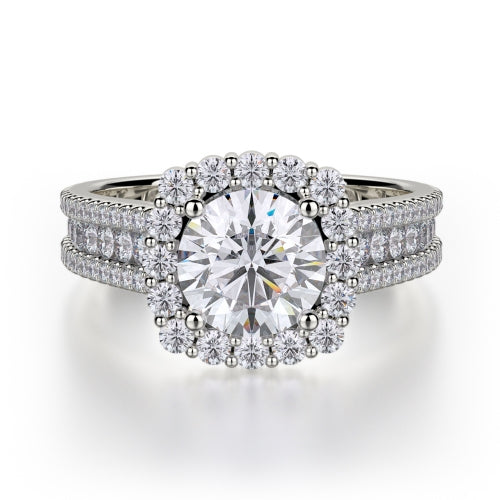 Michael M 18k White Gold Halo Engagement Ring R685-1