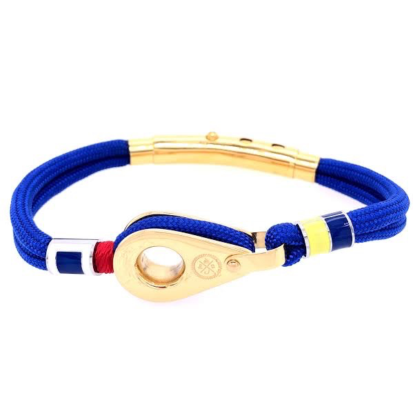 Royal Blue Double Cord with Gold Pulley and Nautical Flags Charms Bracelet (Blue/Gold)