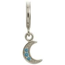 Sky Blue Moon Shine Stop Charm (Silver/Sky Blue)