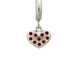 Garnet Million Heart Drop Charm (Silver/Red)