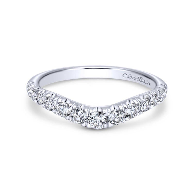 Gabriel & Co 14k White Gold Diamond Contour Wedding Band- AN10958W44JJ