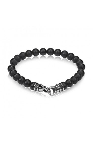 7mm Matte Black Steel Onyx Bead Bracelets