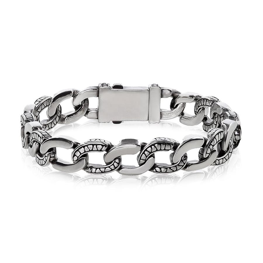 Stainless-Steel Detailed Oval Link Bracelet