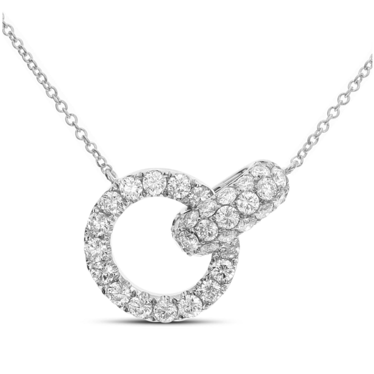 18K White Gold 1.00ctw Diamond Interlocking Pendant Necklace- ANK-13478W