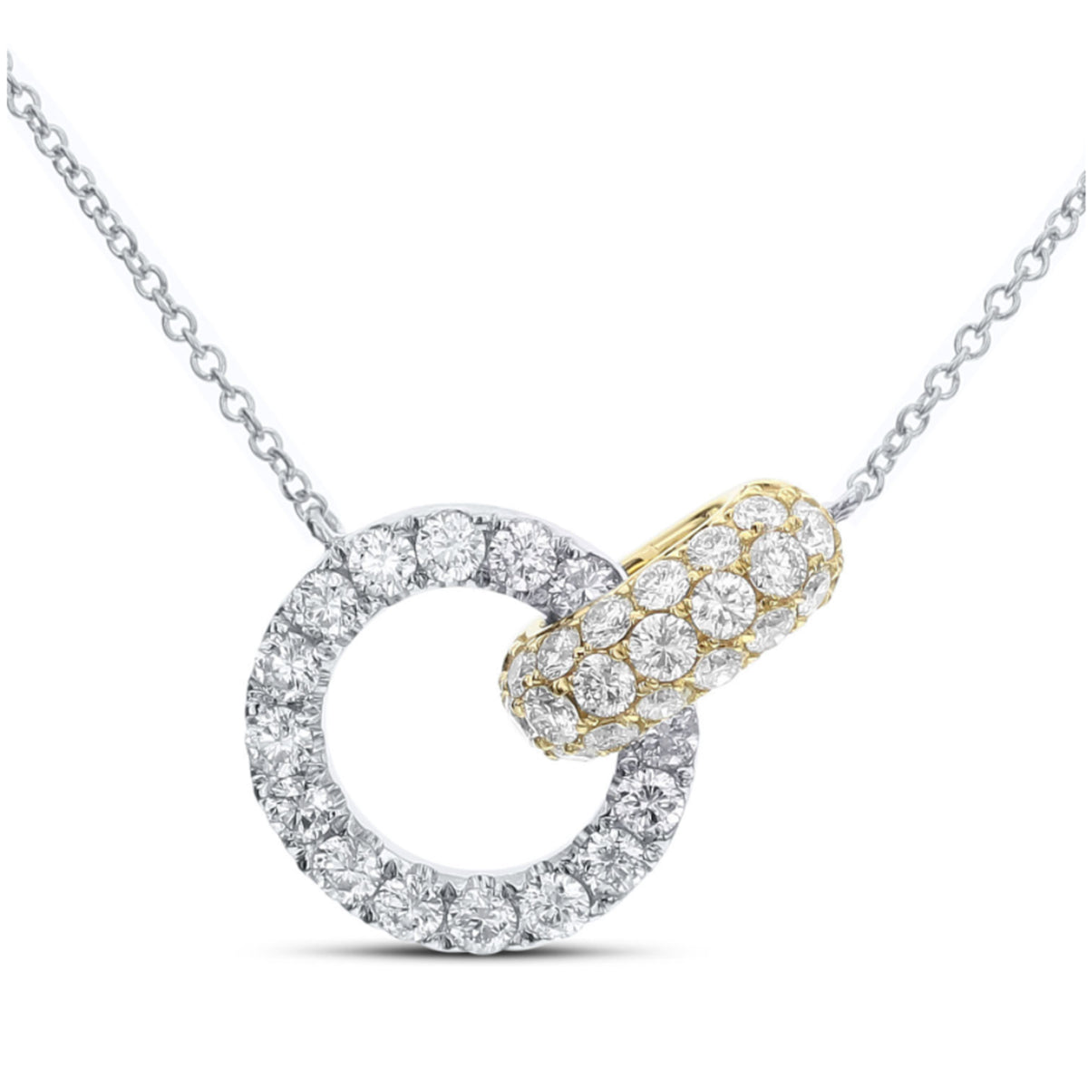 18K White & Yellow Gold 1.00ctw Diamond Interlocking Pendant Necklace- ANK-13478