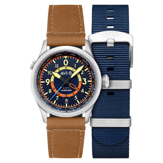 AVI-8 Flyboy Wingman Worldtimer GMT Automatic Atlantic Blue
