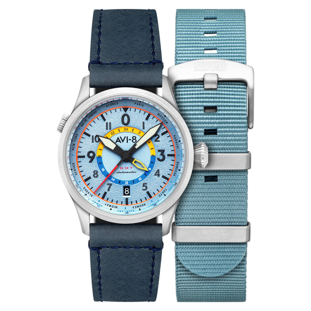 AVI-8 Flyboy Wingman Worldtimer GMT Automatic Power Blue