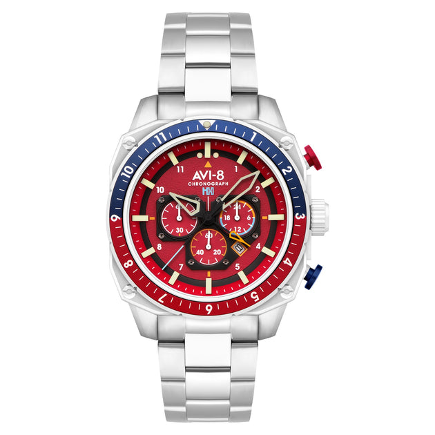 AVI-8 Hawker Hunter Atlas Dual Time Chronograph Crimson Red