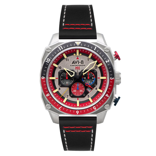 AVI-8 Hawker Hunter Atlas Dual Time Chronograph Hazard Red