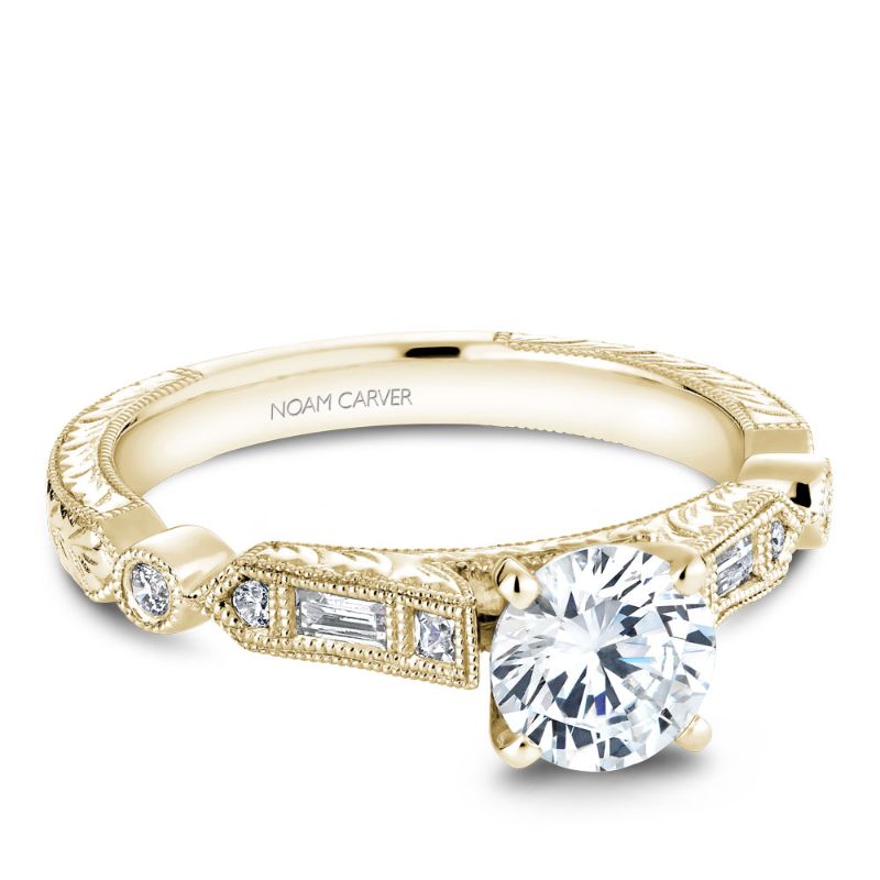 Noam Carver 18K Yellow Gold Geometric Diamond Engagement Ring Semi-Mounting - B053-01YA