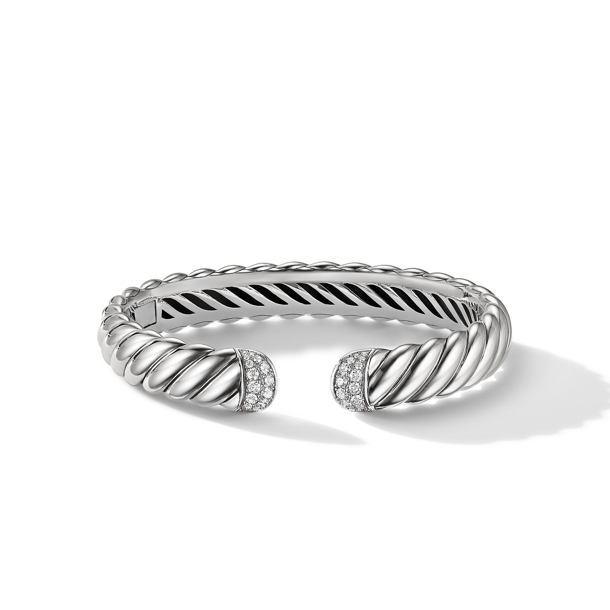 David Yurman Sculpted Cable Cuff Bracelet with Pave Diamonds- B16440DSSADI