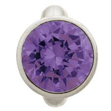 Round Amethyst Dome Charm (Silver/Purple)