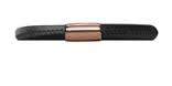 Black Single Wrap Leather Bracelet (Rose-Gold/Black)