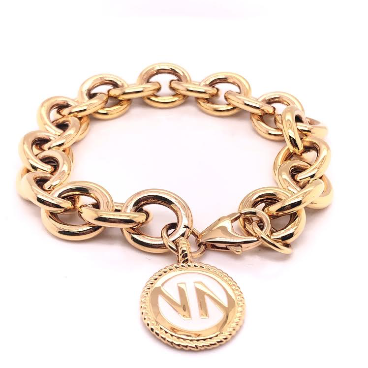 Penelope Rose Gold Bracelet with White Enamel
