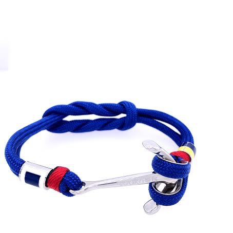 Royal Blue Double Cord with Silver Anchor and Nautical Flags Charms Bracelet (Blue/Silver)