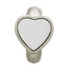 White Enamel Heart Charm (Silver/White)