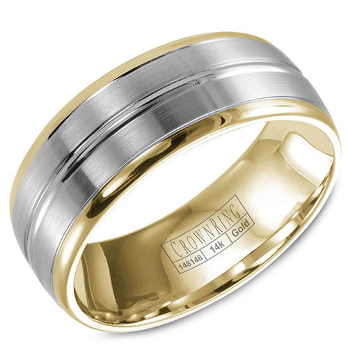 Crown Ring 14k Two Tone Gold Wedding Band - WB-9093-M102714