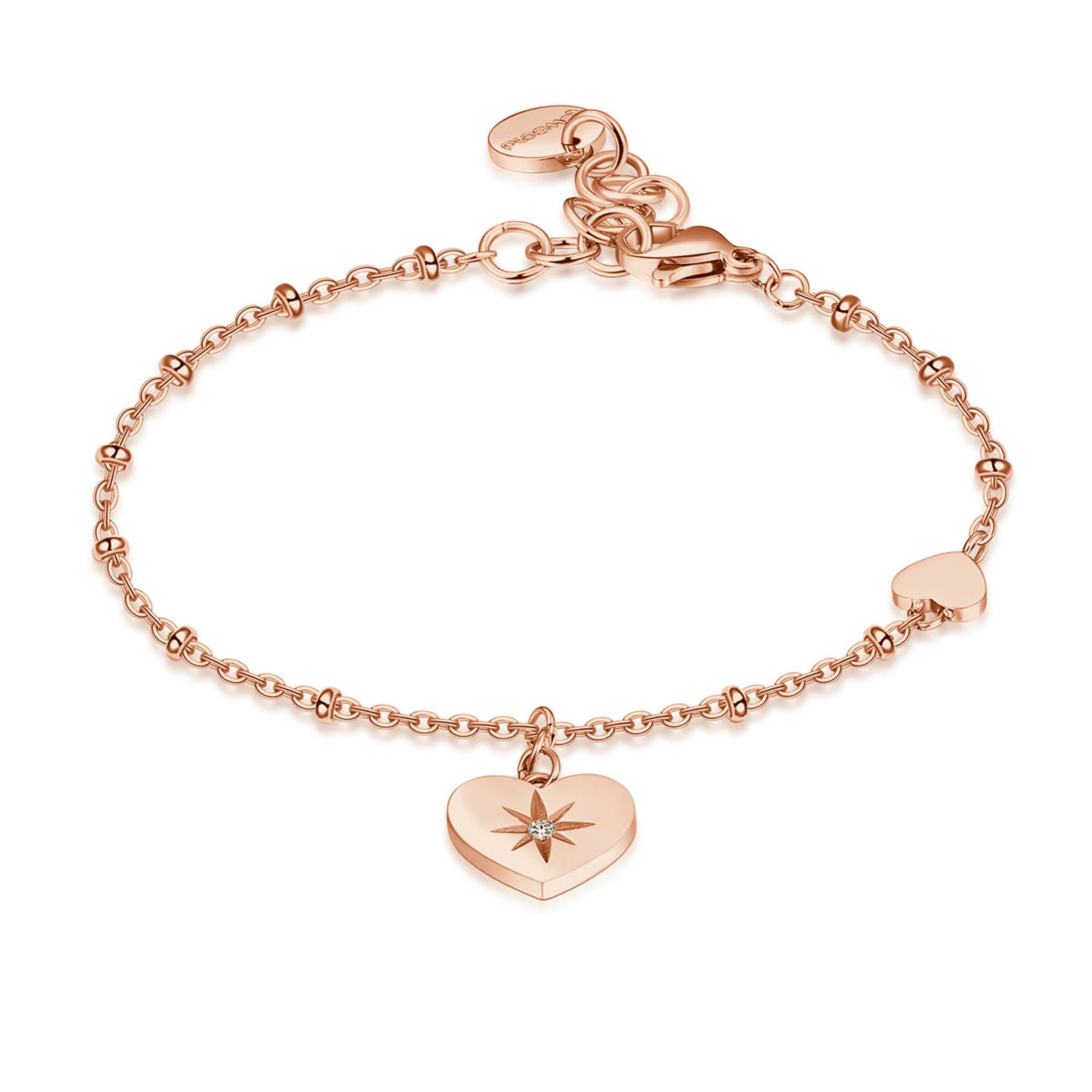 Chant Heart with Crystal Pendant Bracelet (Rose-Gold)