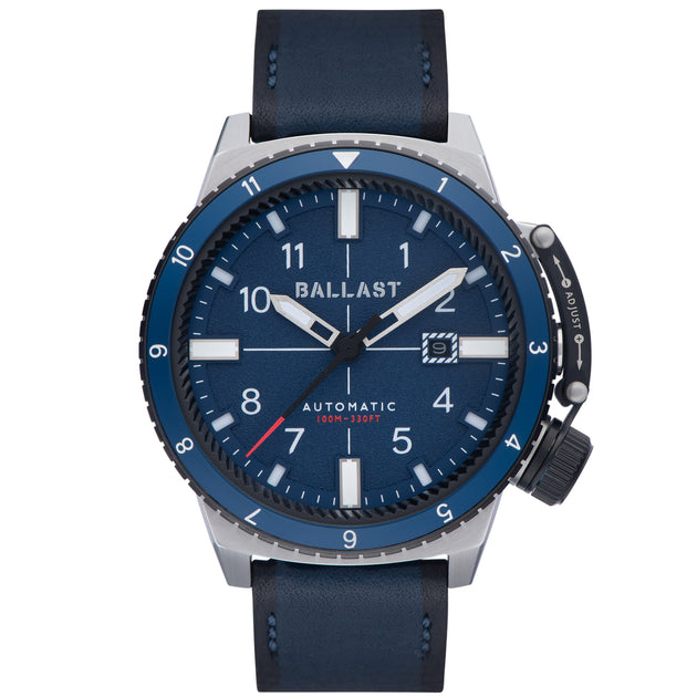 Ballast Trafalgar Dual Time Automatic Silver Blue