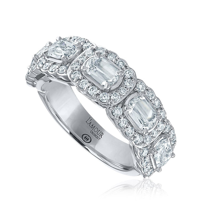 Christopher Designs 14K White Gold 1.50ctw L'Amour Crisscut East-West Diamond Halo Anniversary Band - L255H-5-100