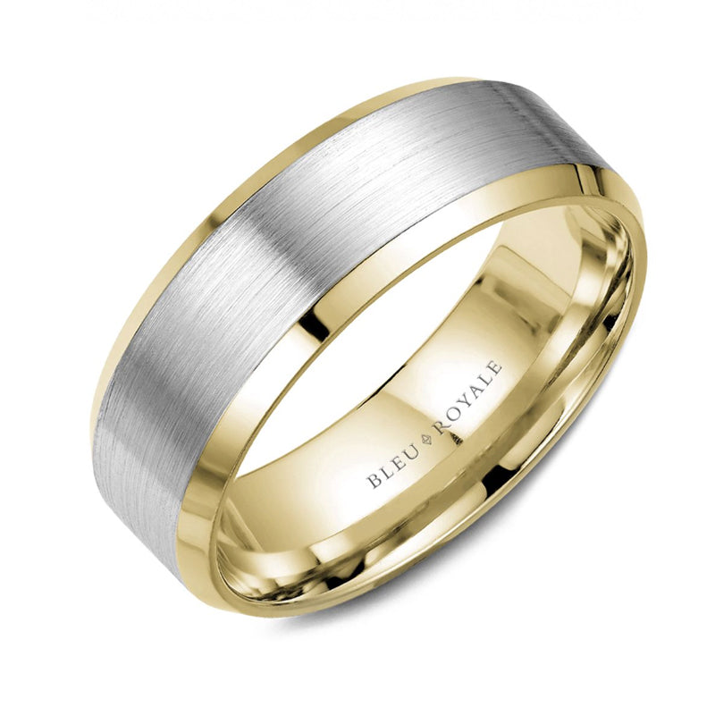 Bleu Royale 14K Two Tone Beveled Edge Men's Wedding Band - RYL-023WY75-M10