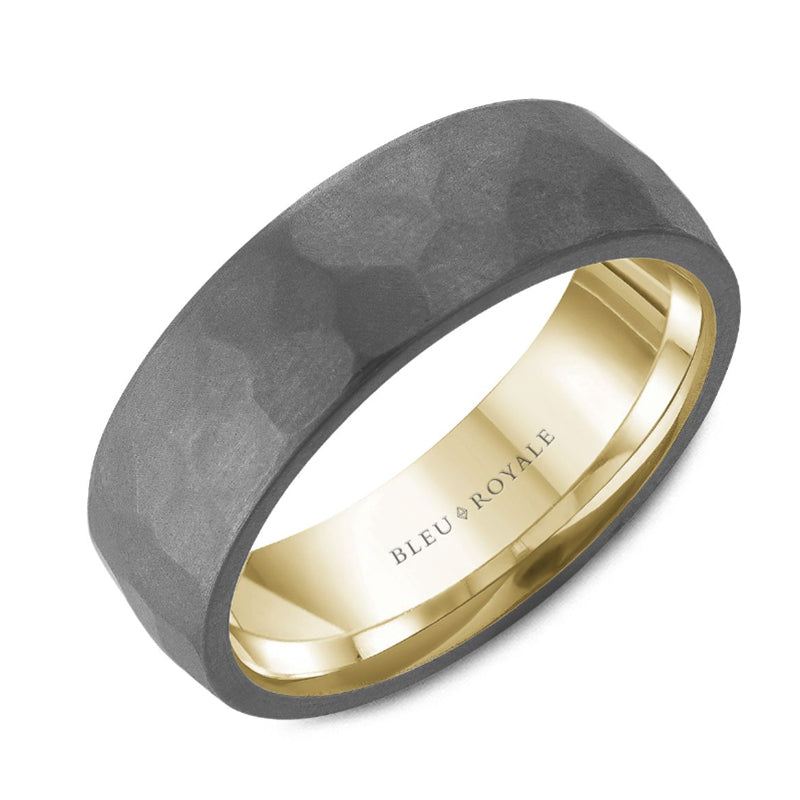 Bleu Royale 14K Yellow Gold & Tantalum Hammered Men's Wedding Band - RYL-122TY7-M10