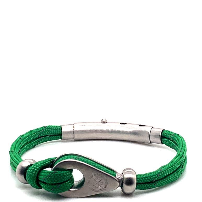 Green Double Cord with Silver Pulley and Beads Bracelet (Green/Silver)