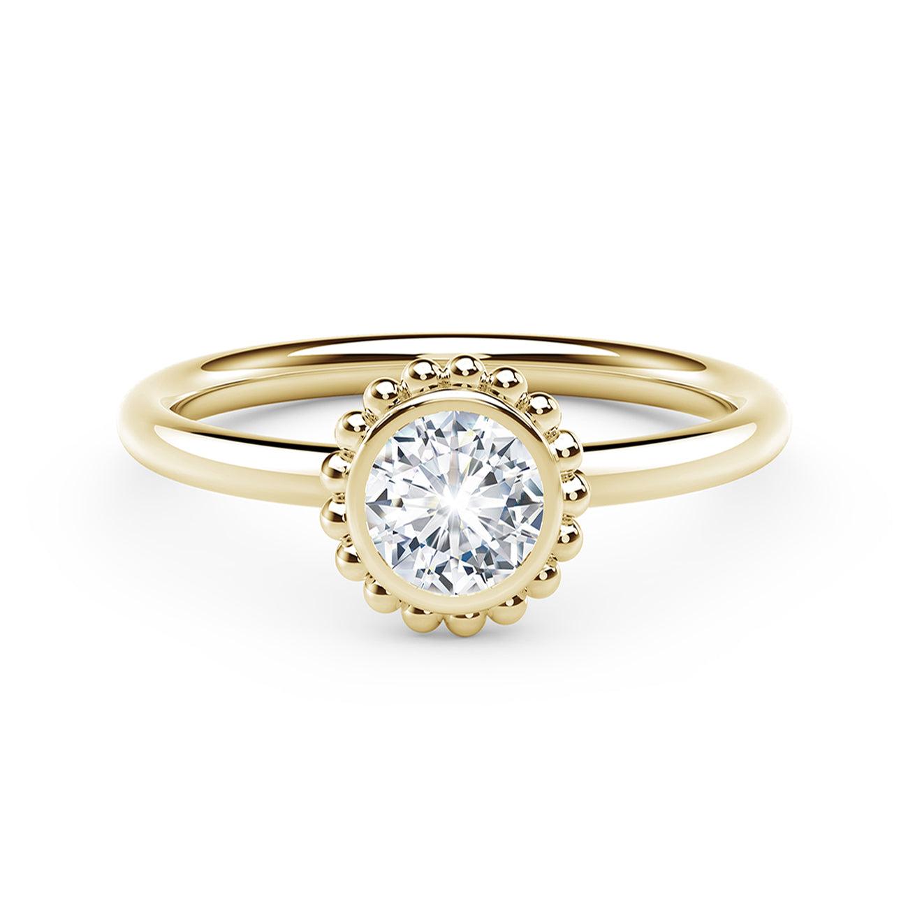 Beaded Diamond Ring, Yellow Gold