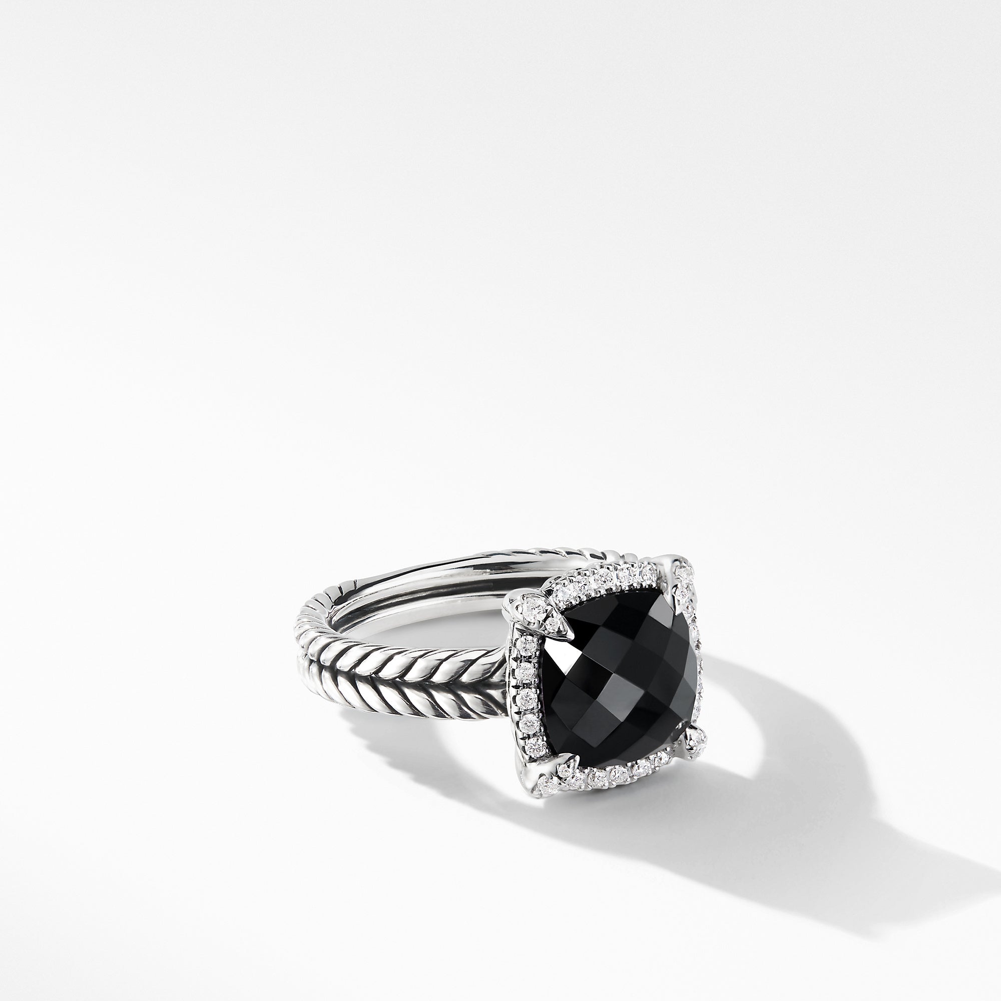 David Yurman Chatelaine Pave Bezel Ring with Black Onyx and Diamonds, 9mm - R12747DSSABODI