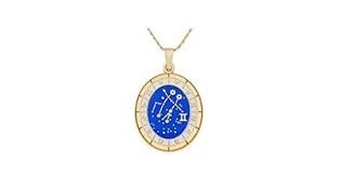 Gemini Celestial Wheel Pendant Necklace (Gold)