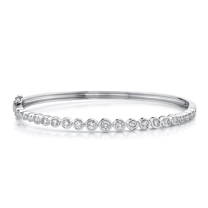 14K White Gold 1.07ctw Diamond Bezel Bangle Bracelet- SC55021160ZS