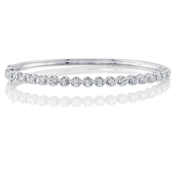 14K White Gold 0.50ctw Diamond Bezel Bangle Bracelet- SC55024324V2ZS