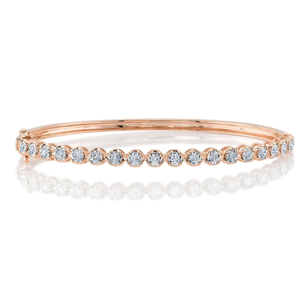 14K Rose Gold 0.50ctw Diamond Bezel Bangle Bracelet- SC55024325V2ZS