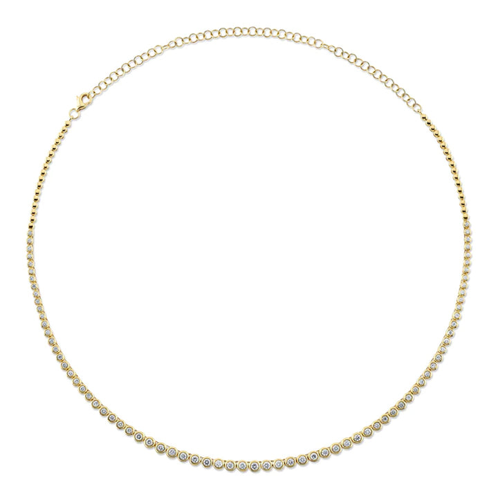 14K Yellow Gold 2.00ctw Diamond Bezel Tennis Necklace- MFJ200YG