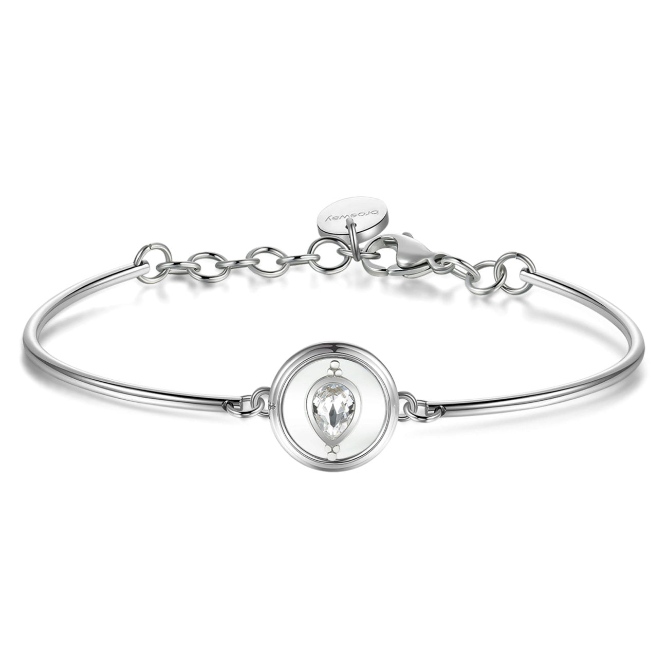 Chakra White Droplet Bracelet (Silver)