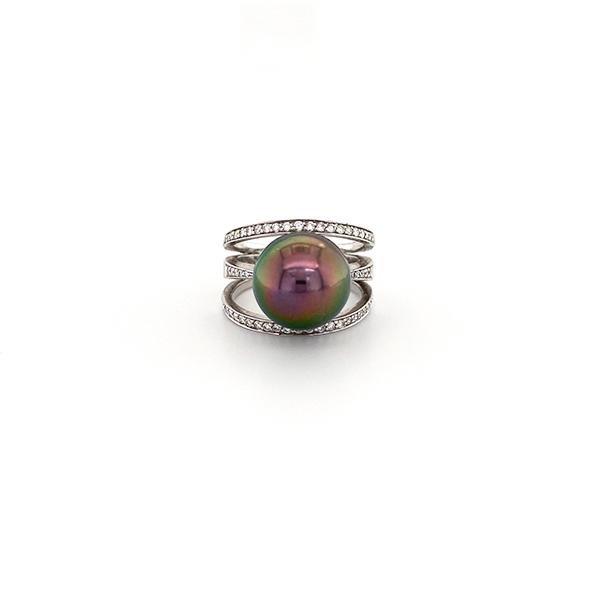 Black South Sea Pearl Diamond Ring
