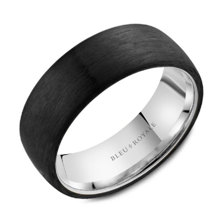 Bleu Royale 14K White Gold & Black Forged Carbon Fiber Men's Wedding Band - RYL-194BW75-M10