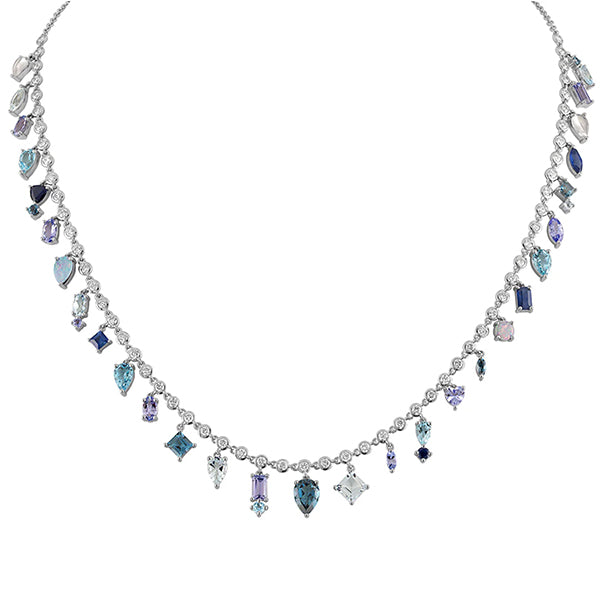 Eden Presley 14k Yellow Gold Blue Collar Necklace - ED-N010-Blue