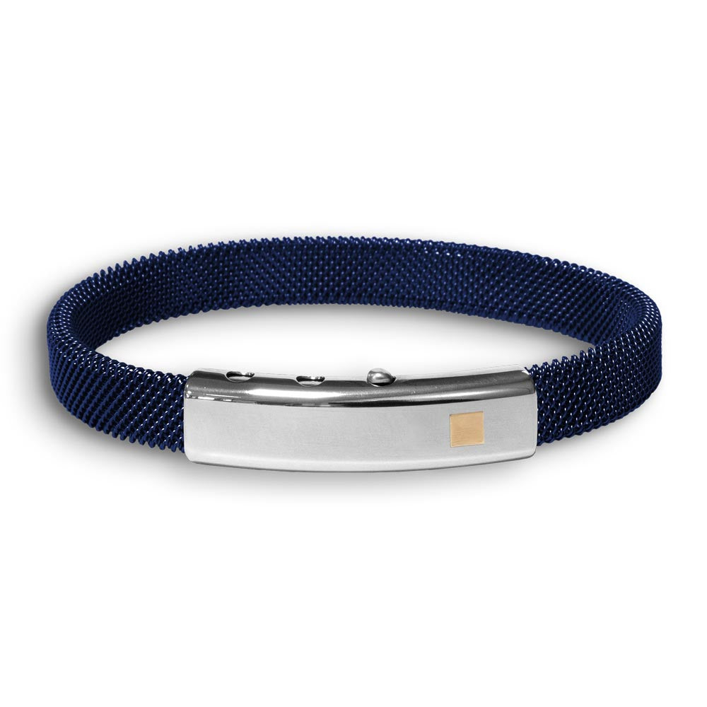 BLU STEEL BANGLE/18KT ROSE GOLD SQUARE ELEMENT