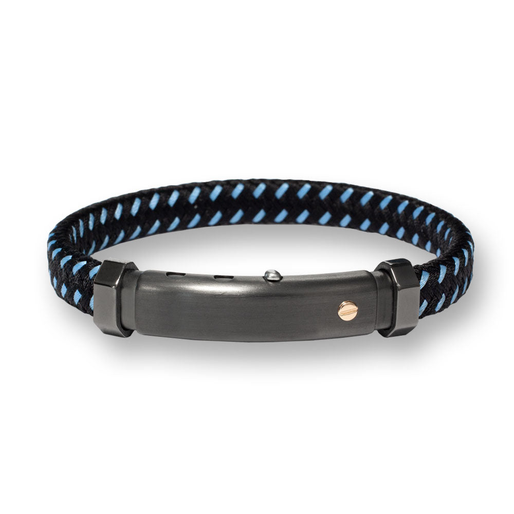 Bracelet in Polyester Black-Red and Rose Gold Screw