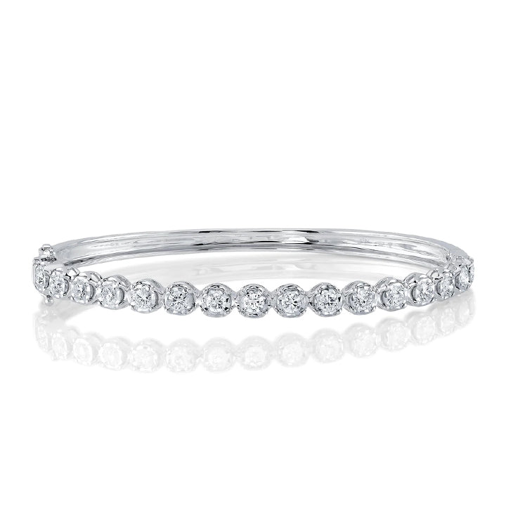 14K White Gold Diamond Illusion Bangle Bracelet - SC55024323ZS