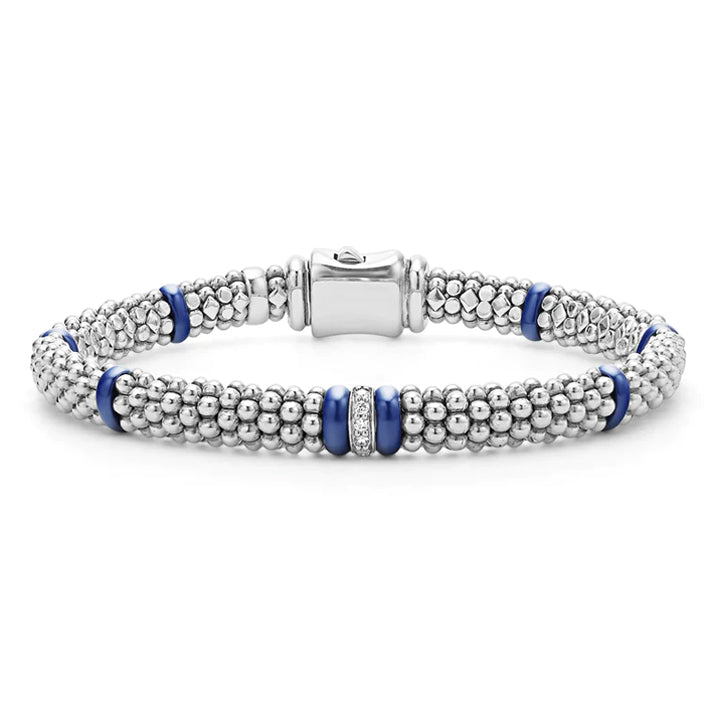 Lagos Blue Ultramarine Single Station Diamond Caviar 6mm Bracelet - 05-81462-CL7