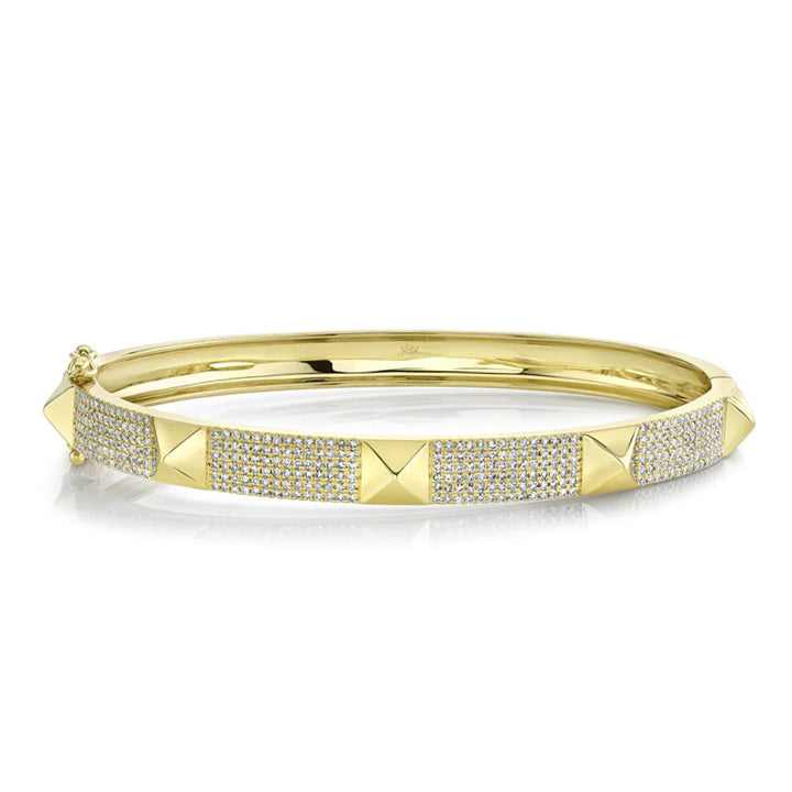 14K Yellow Gold 0.87ctw Diamond Pave Bangle Bracelet - SC55019493ZS
